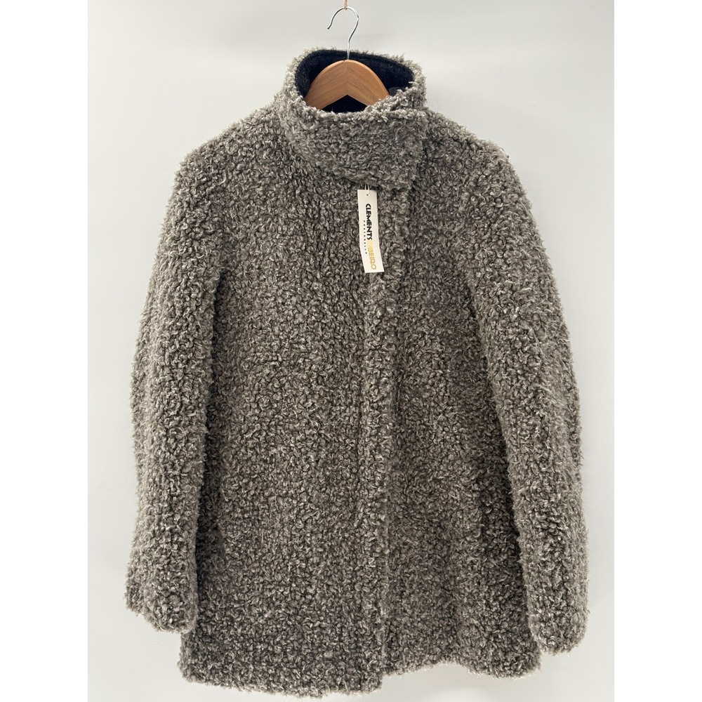 Clements Ribeiro Coat Teddy Brown Gray Wool Blend Boucle Women Size Large